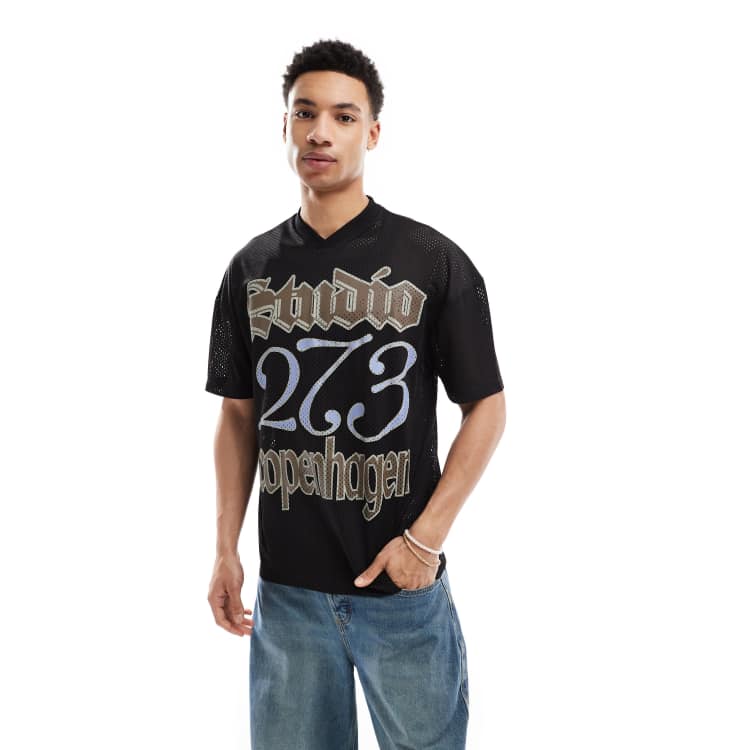 ASOS DESIGN oversized T-shirt with dropped shoulder and text