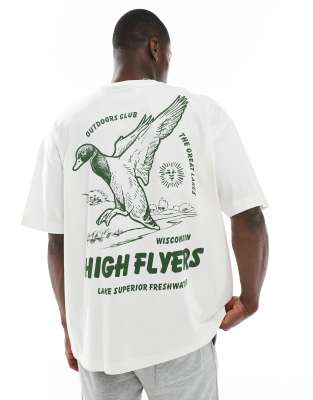 ASOS DESIGN oversized T-shirt with duck graphic in off white