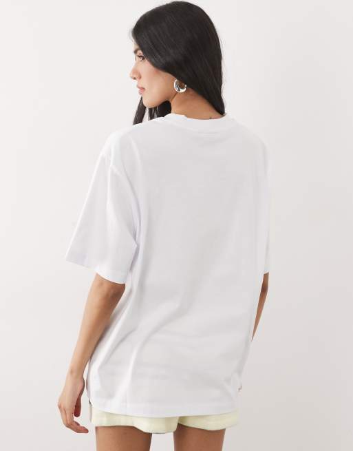 ASOS DESIGN oversized T-shirt with embroidered Sunny Side Up graphic in white, 4 of 4