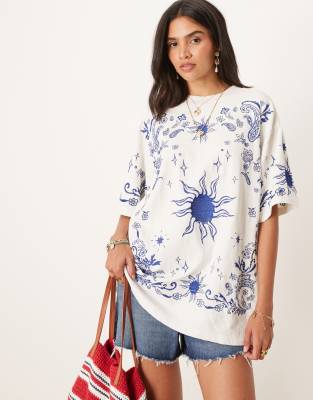 Asos Design Oversized T-shirt With Embroidery