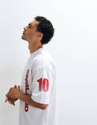 Asos Design Oversized T-shirt With England Graphic In White