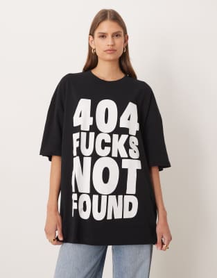 Asos Design Oversized T-shirt With Error Slogan Graphic In Black