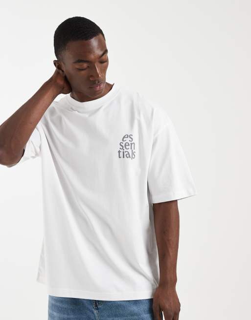 ASOS DESIGN oversized t-shirt with essentials graphic in white , 2 of 5