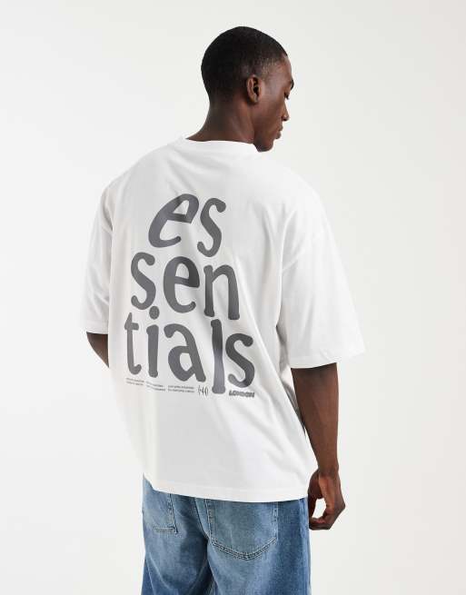 ASOS DESIGN oversized t-shirt with essentials graphic in white , 4 of 5