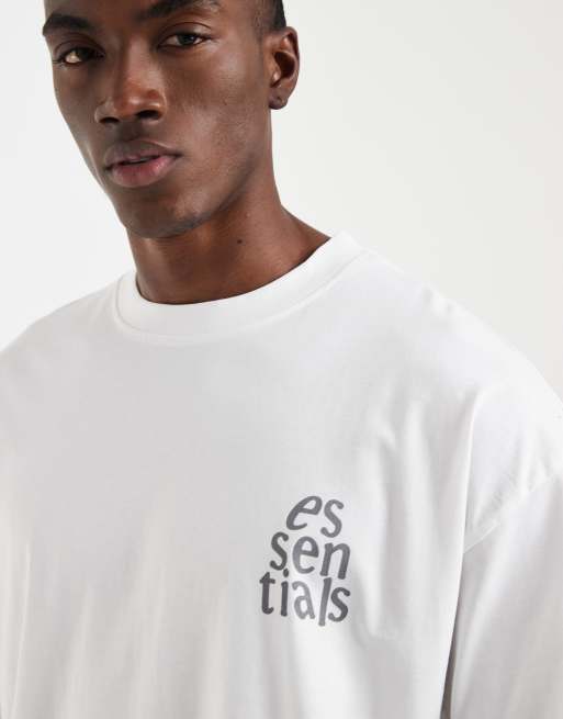ASOS DESIGN oversized t-shirt with essentials graphic in white , 5 of 5