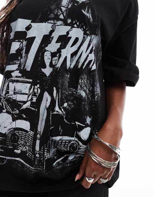 ASOS DESIGN oversized t-shirt with eternal print in black, 2 of 4