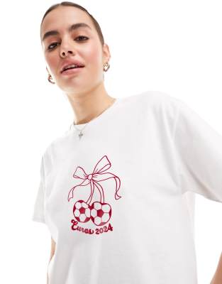 ASOS DESIGN oversized t-shirt with euros football logo in white