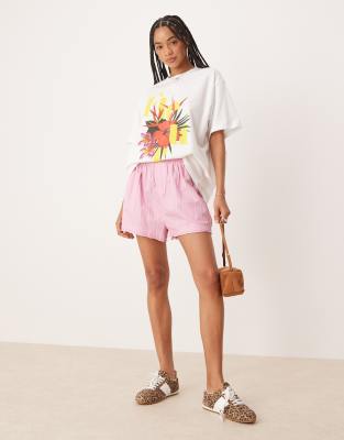 Asos Design Oversized T-shirt With Fleur Graphic In White