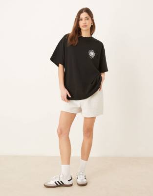 Asos Design Oversized T-shirt With Floral Back Graphic