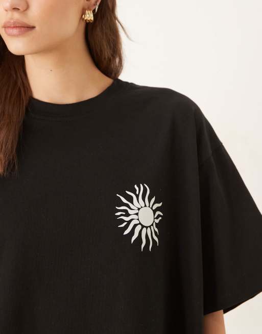 ASOS DESIGN oversized t-shirt with floral back graphic in black, 3 of 4