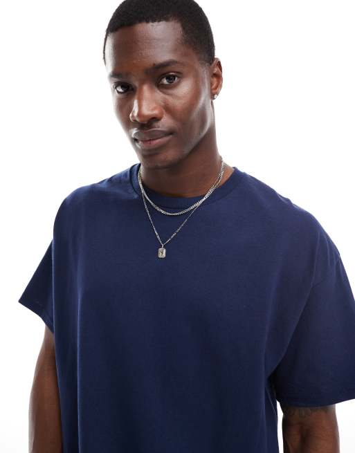 ASOS DESIGN oversized t-shirt with floral back print in blue, 3 of 4