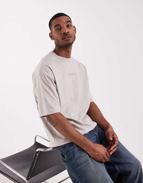 ASOS DESIGN oversized t-shirt with floral back print in grey