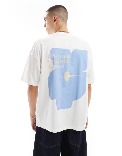 ASOS DESIGN oversized t-shirt with floral back print in white - view 1