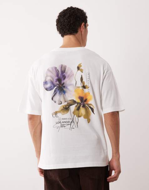 ASOS DESIGN oversized t-shirt with floral back print in white - view 1