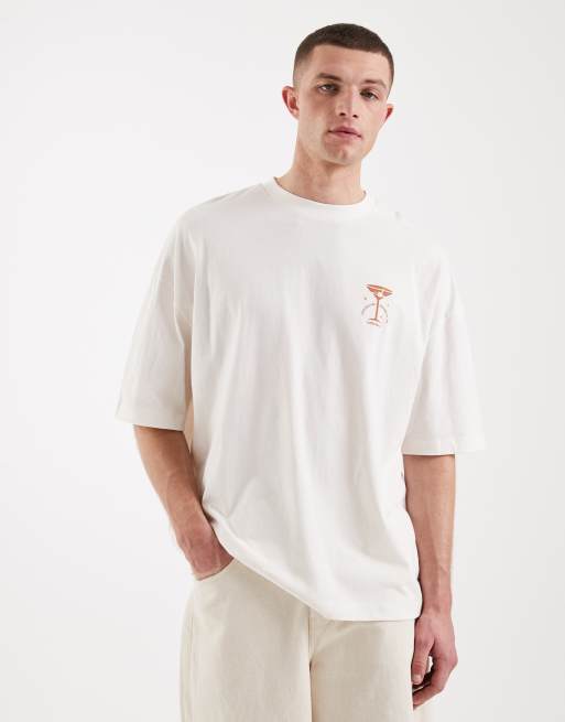 ASOS DESIGN oversized T-shirt with floral back print in white, 3 of 5