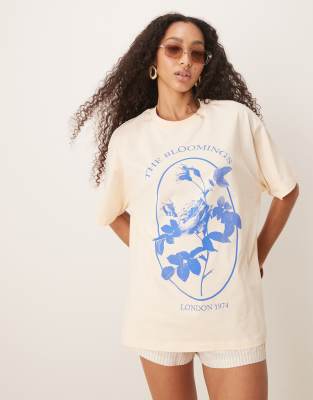 Asos Design Oversized T-shirt With Floral Blooming Graphic In White