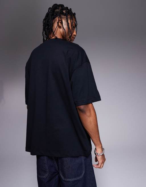 ASOS DESIGN oversized t-shirt with floral chest print in black, 2 of 4
