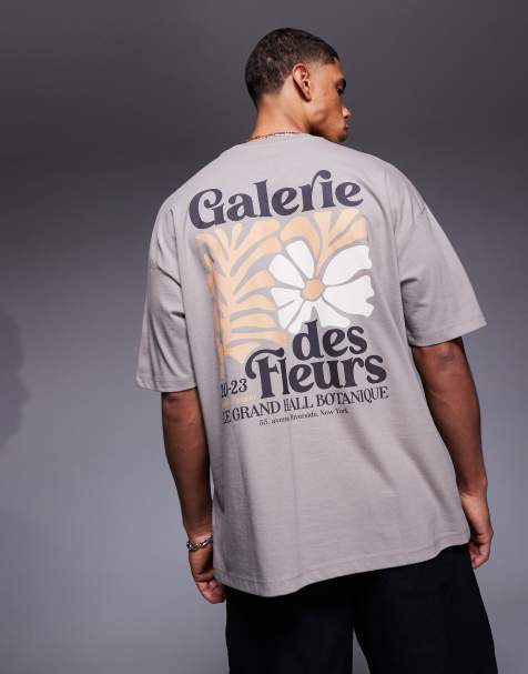 ASOS DESIGN oversized t-shirt with floral graphic graphic in brown - view 1