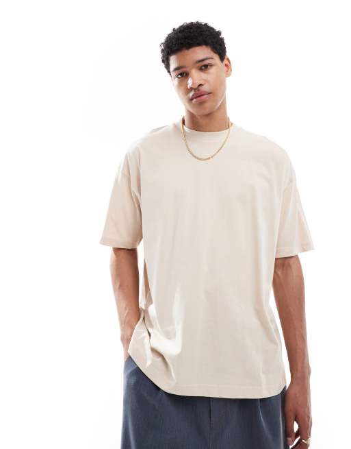 ASOS DESIGN oversized t-shirt with floral graphic in beige, 2 of 4