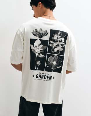 Asos Design Oversized T-shirt With Floral Graphic In White