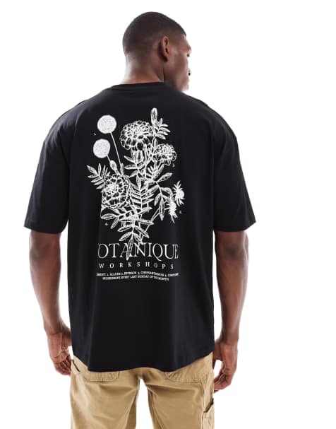 ASOS DESIGN oversized t-shirt with floral graphic in black - view 1