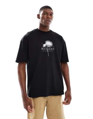 Asos Design Oversized T-shirt With Floral Graphic In Black