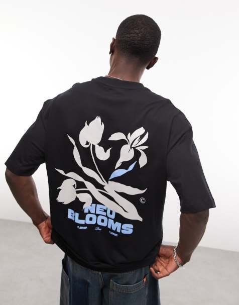 ASOS DESIGN oversized t-shirt with floral graphic in black - view 1