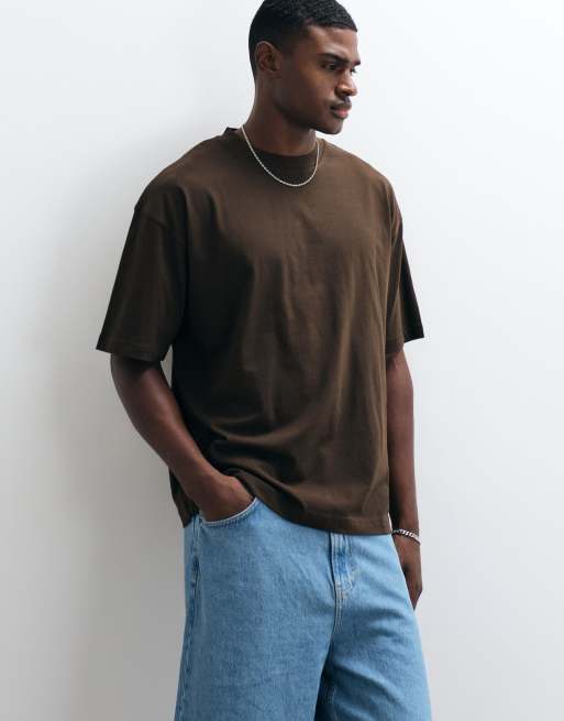 ASOS DESIGN oversized t-shirt with floral graphic in brown, 2 of 5