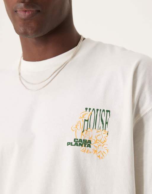 ASOS DESIGN oversized t-shirt with floral graphic in cream , 3 of 4
