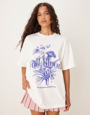 Asos Design Oversized T-shirt With Floral Graphic In White