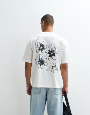 Asos Design Oversized T-shirt With Floral Graphic In White