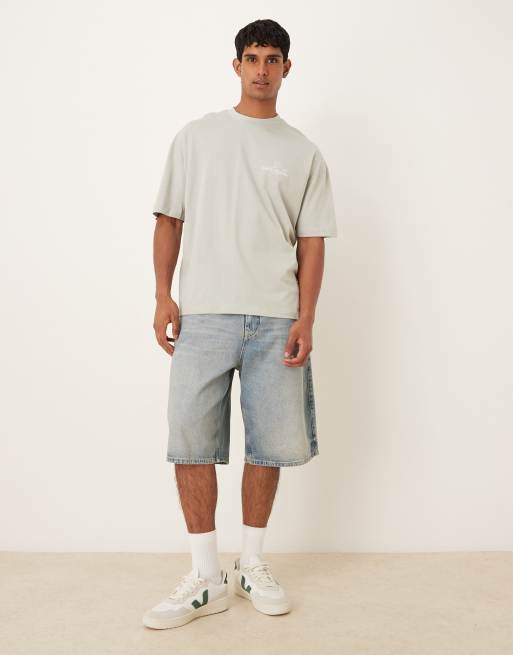 ASOS DESIGN oversized T-shirt with floral graphic in light gray