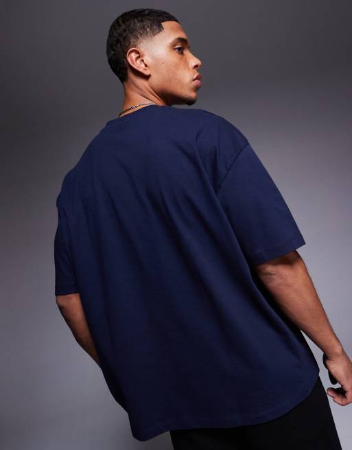 ASOS DESIGN oversized t-shirt with floral graphic in navy, 3 of 4