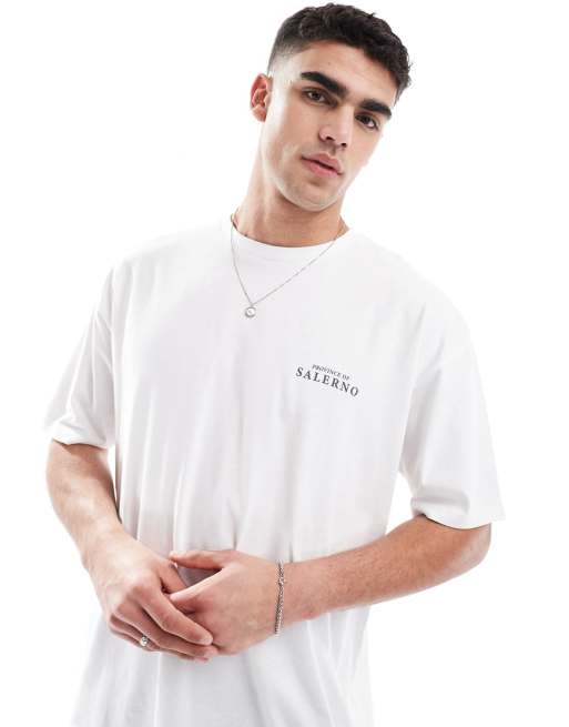 ASOS DESIGN oversized t-shirt with floral graphic in white