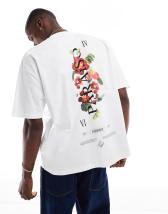 Pull&Bear floral back graphic t-shirt in white | ASOS