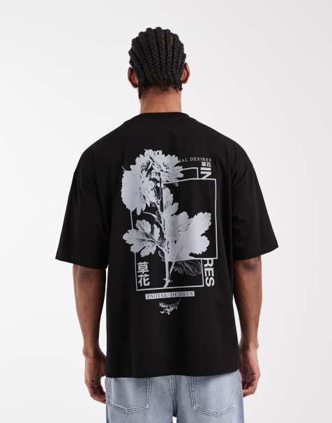 ASOS DESIGN oversized t-shirt with floral print in black
