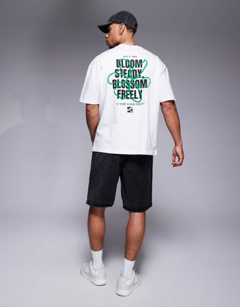 ASOS DESIGN oversized t-shirt with floral puff print graphic in white - view 1