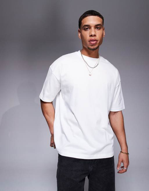 ASOS DESIGN oversized t-shirt with floral puff print graphic in white