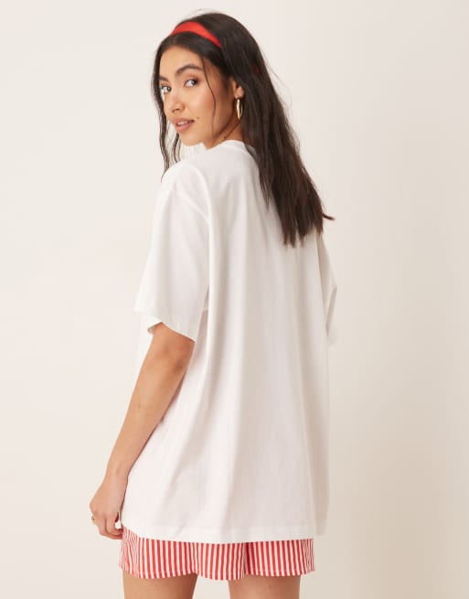 ASOS DESIGN oversized t-shirt with florence graphic in white