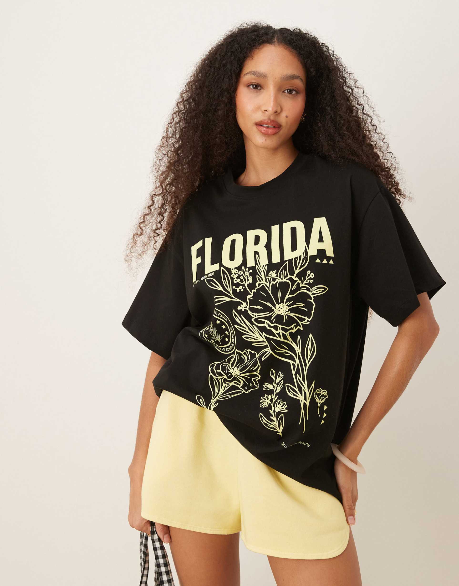 asos design oversized t-shirt with florida graphic in black