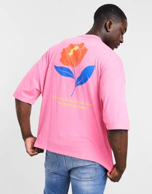 ASOS DESIGN oversized t-shirt with flower back print with binding ...