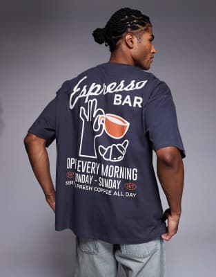 Asos Design Oversized T-shirt With Food Graphic In Blue