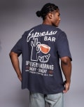 [ASOS DESIGN] ASOS DESIGN oversized t-shirt with food graphic in charcoal-Grey M Asphalt