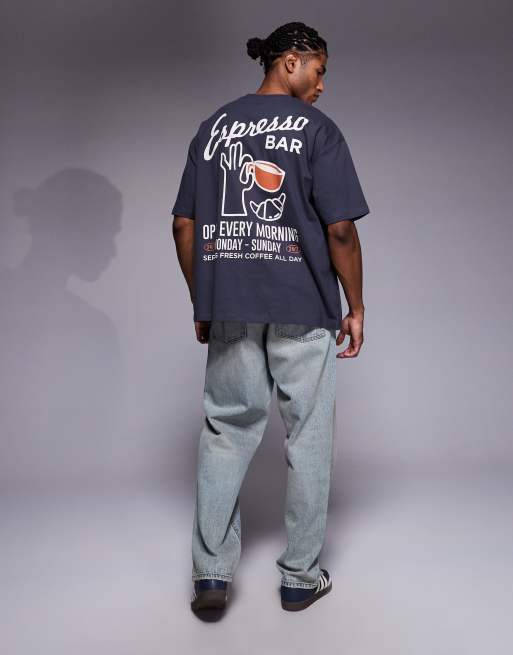 ASOS DESIGN oversized t-shirt with food graphic in charcoal