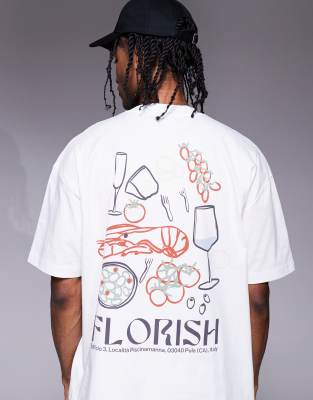 Asos Design Oversized T-shirt With Food Graphic In White
