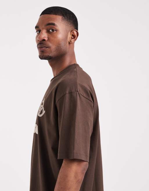 ASOS DESIGN oversized t-shirt with football graphic in brown, 4 of 5