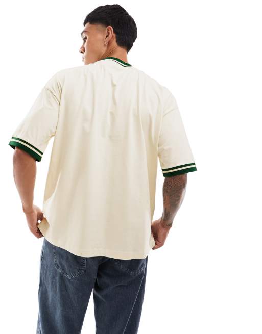 ASOS DESIGN oversized t-shirt with football print in off white  , 2 of 4