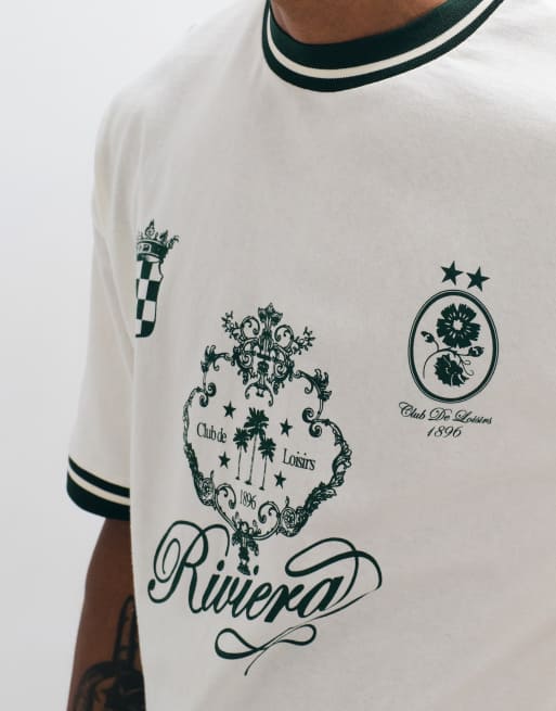 ASOS DESIGN oversized t-shirt with football print in off white  , 5 of 5