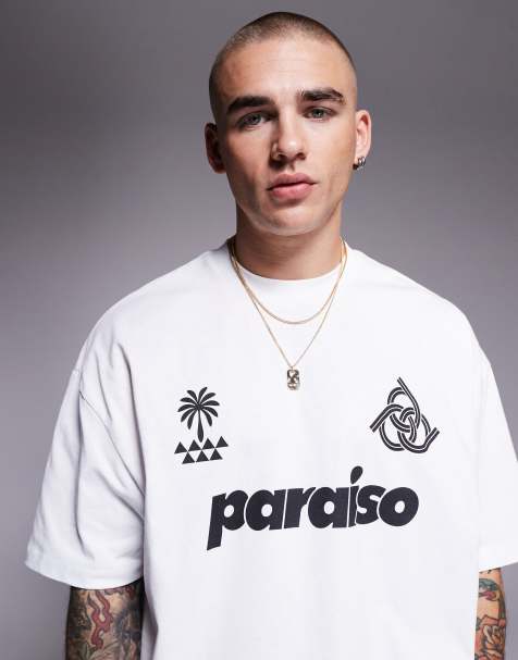 ASOS DESIGN oversized t-shirt with football print in white - WHITE - view 1