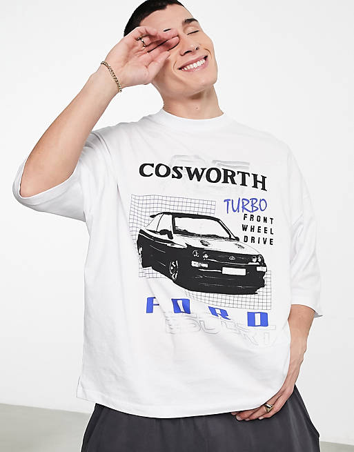  oversized t-shirt with Ford Escort print in white 